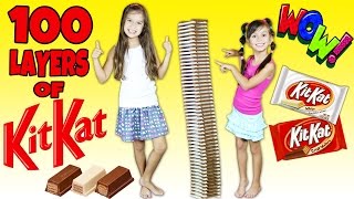 100 LAYERS of Kit Kat Challenge - 100 Layers of Chocolate Bars - TwoSistersToyStyle