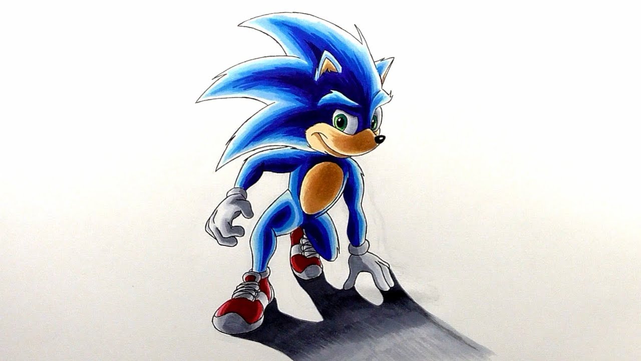 Drawing Sonic The Movie 2019 Design - YouTube