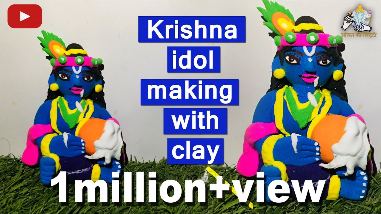 Little krishna making with clay|| Lord krishna murti making with clay ...
