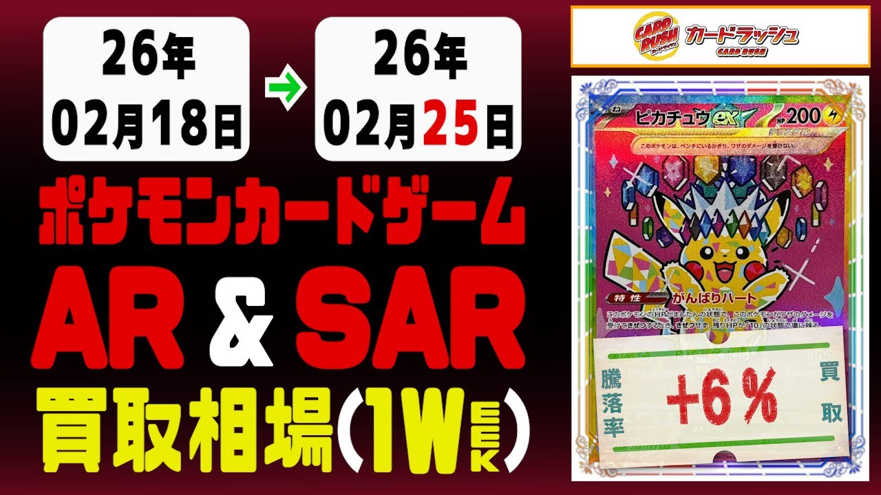 ポケカ【AR&SAR】買取相場《120枚/週》｜02月25日 ＜20円以上騰落＞ #ポケモンカードゲーム #アートレア #スペシャルアートレア