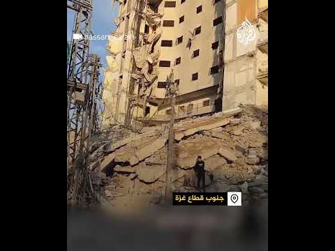 آثار الدمار جراء قصف إسرائيلي للبرج المصري بمدينة رفح