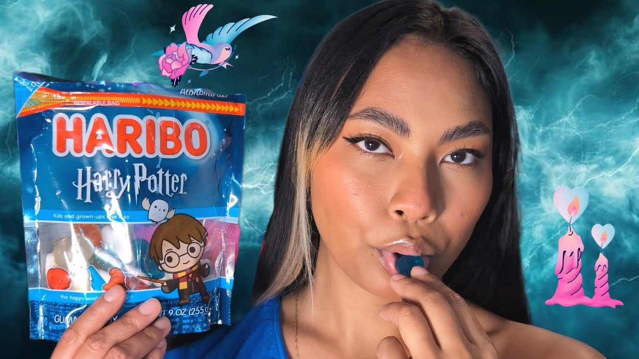 ASMR Eating Limited Edition Haribo Harry Potter Theme Gummies ! Up Close Eating Sounds Loop Video