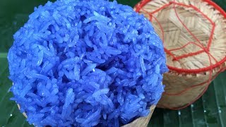 How to steam purple sticky rice from Anchan flowers / Thai Recipe / How to Cook Thai Food