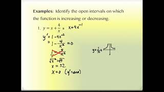 3.3 Increasing and Decreasing Functions and the First Derivative Test (part 1)