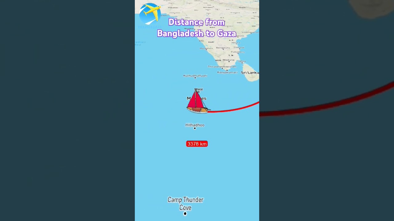 Distance from Bangladesh to Gaza. Travel by Ship. 