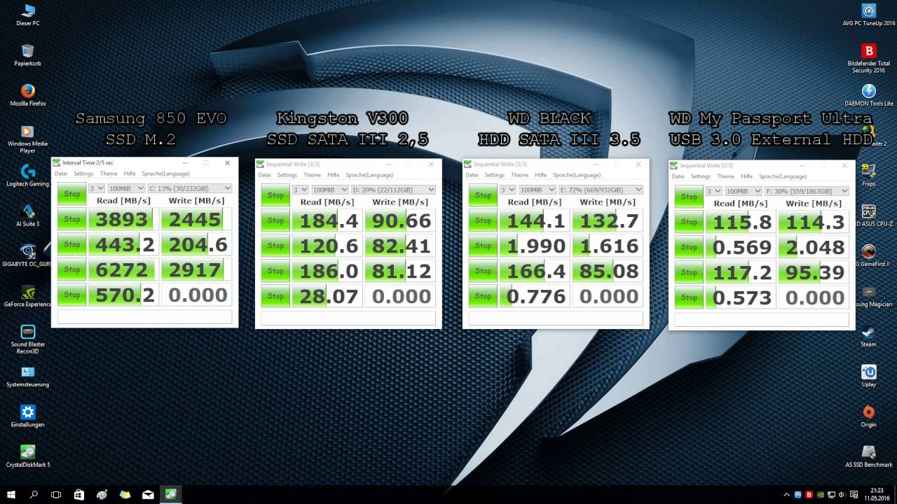 tricky forligsmanden strå Benchmark M.2 SSD vs SSD vs HDD vs USB 3.0 - YouTube
