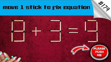 Matchstick puzzle #179 | Match puzzle 8+3=9 with hint and solution.