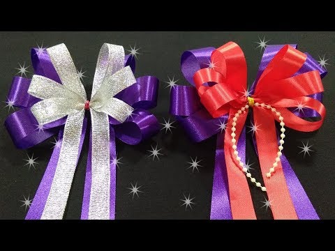 สอนทำโบว์ริบบิ้นแบบ3หูมี2ชั้น DIY ริบบิ้นติดของขวัญ/ช่อดอกไม้ How to make a gift bow.