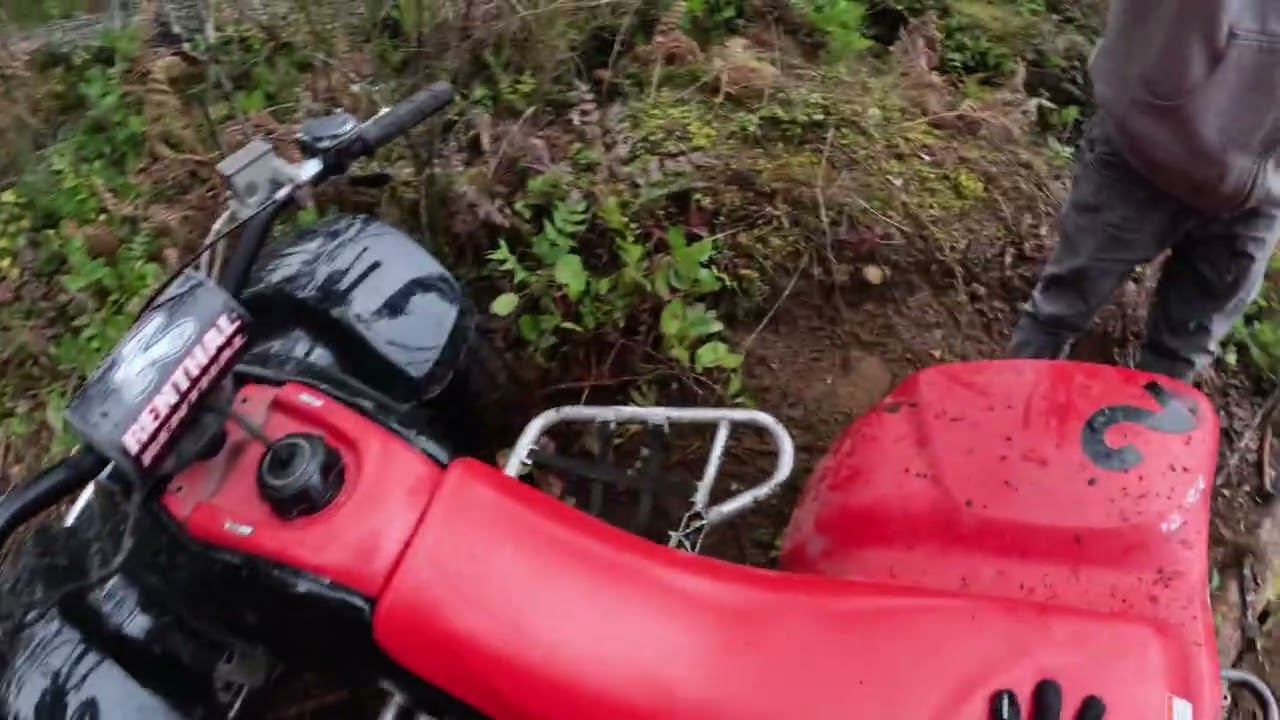 First Ride on the 400ex with Renthal Fatbars and Rox Risers (got stuck in a ditch for a min)