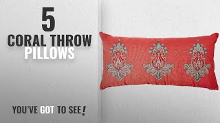 Top 10 Coral Throw Pillows [Winter 2018 ]: Echo Guinevere Oblong Pillow, 10 by 20-Inch, Coral