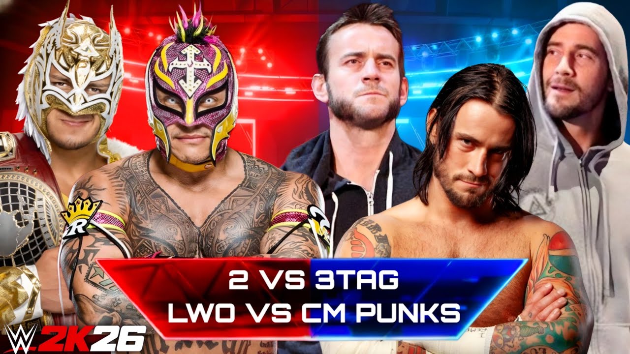 WWE 2K26 - Командный матч 2 против 3 с гандикапом | Драгон Ли, Рей Мистерио против Си Эм Панка 08...