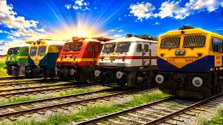 🚆 5 Indian Locomotives Cross Together! 😱 | RailWorks Train Simulator