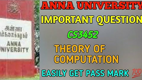 CS3452 THEORY OF COMPUTATION EXAM IMPORTANT QUESTION ANNA UNIVERSITY