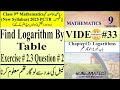Class 9th Math New Book Chapter 2 Exercise 2.3 Question 2 (Find Logarithm By Table) | PCTB