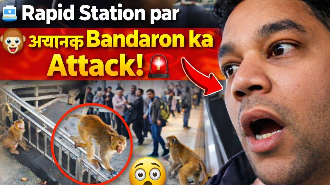 🚆 Rapid Train Station par 🐵 Bandaron ka Achanak Attack! 😱 Public Shocked | Shocking Video 