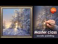 Мастер-класс "Морозное утро" холст/акрил Юшкевич В. | Master class 'Frosty morning' acrylic painting