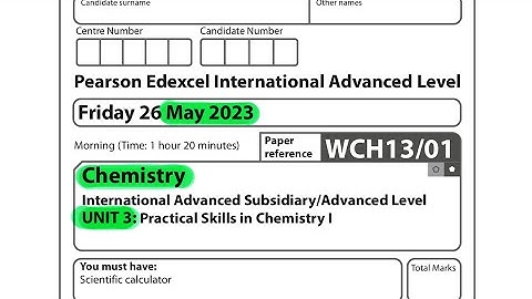 A level | Chemistry | unit 3 | June 2023 | Edexcel