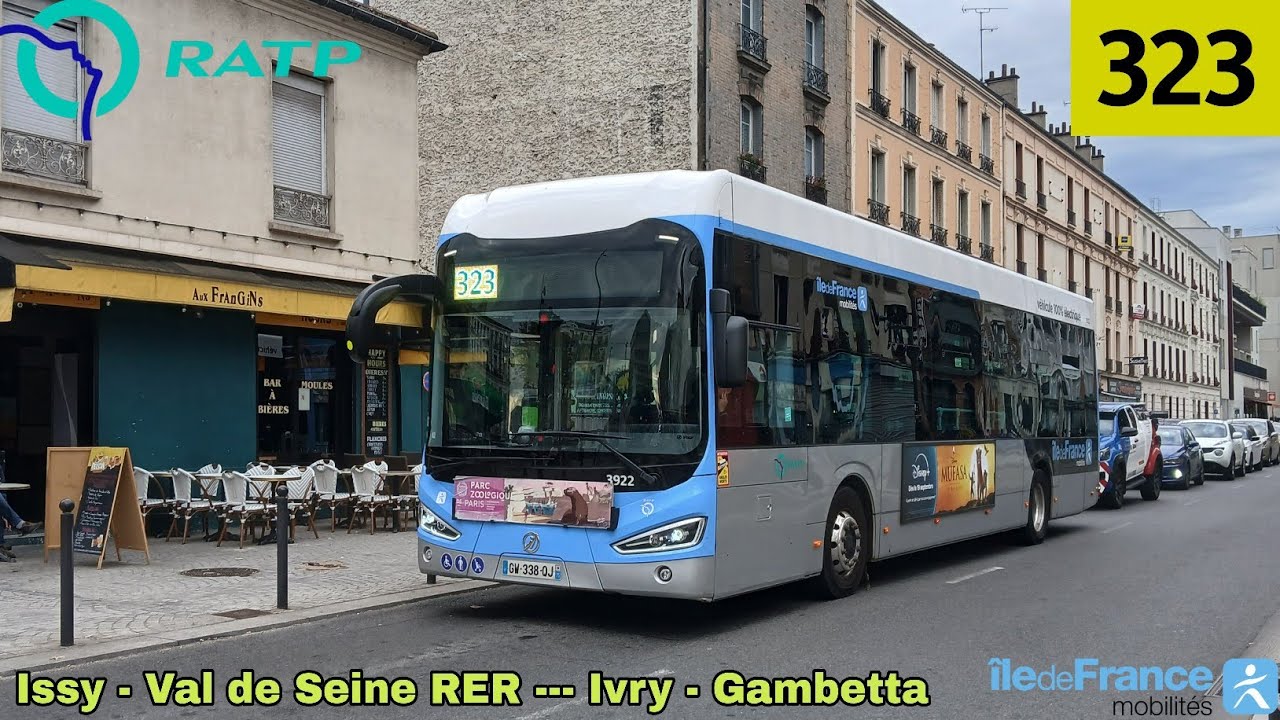 Bus 323 RATP - Irizar iebus 12 N°3924/N°3922 Issy - Val de Seine RER --- Ivry - Gambetta 