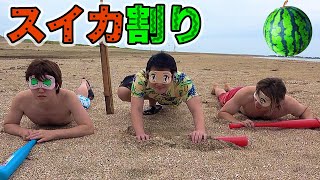 登録者100万人超え二人とビーチフラッグスイカ割り対決!!　PDS