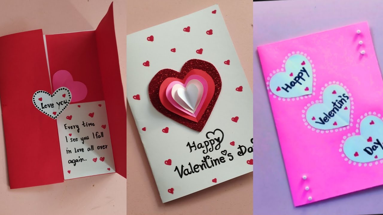 3 Easy DIY Valentine Card Ideas /Valentine's day card 🌹 ️ YouTube