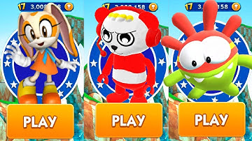 Tag with Ryan vs Sonic Dash vs Om Nom: Run Combo Panda vs Cream vs Super Nom Android Gameplay