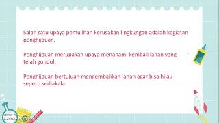 PLH KELAS 6 MANFAAT PEMULIHAN KERUSAKAN LINGKUNGAN