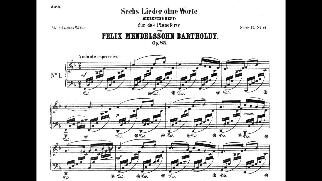 Felix Mendelssohn Bartholdy Songs Without Words Op 85