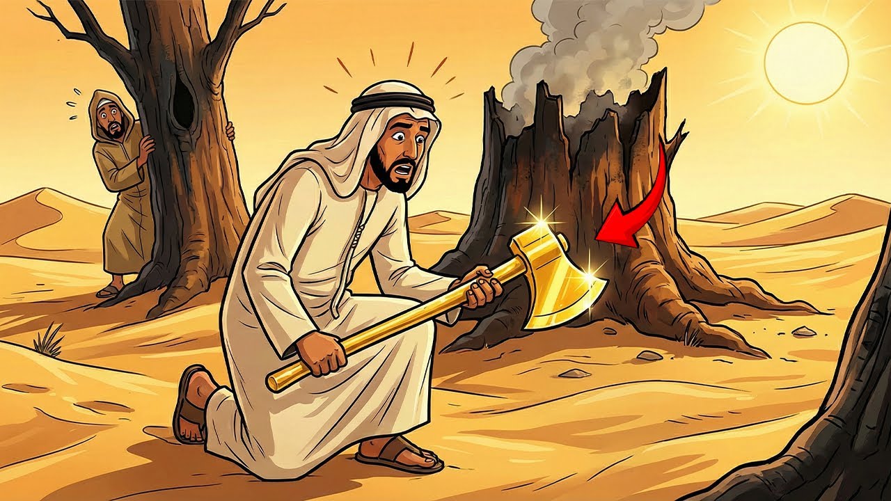 قصة الحطّاب الفقير الذي وجد فأسًا من ذهب داخل شجرة ملعونة… وما حدث عند بيعها صدم الجميع!