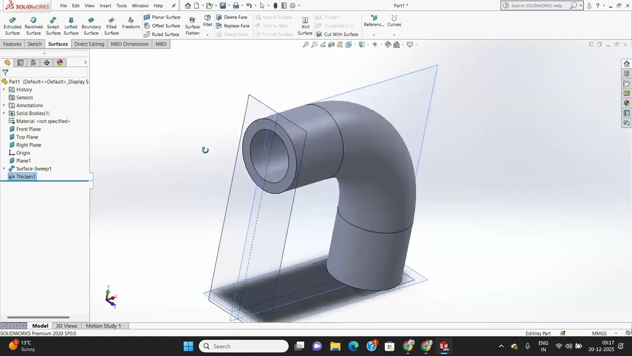 Complete Guide to SolidWorks Surface Design: Extrude, Loft, Knit & Thicken | Part 26