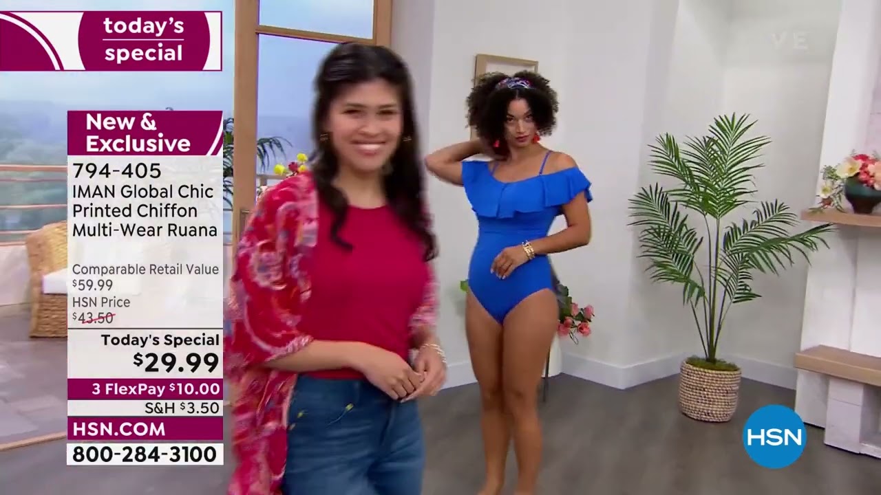 IMAN Global Chic Printed Chiffon MultiWear Ruana