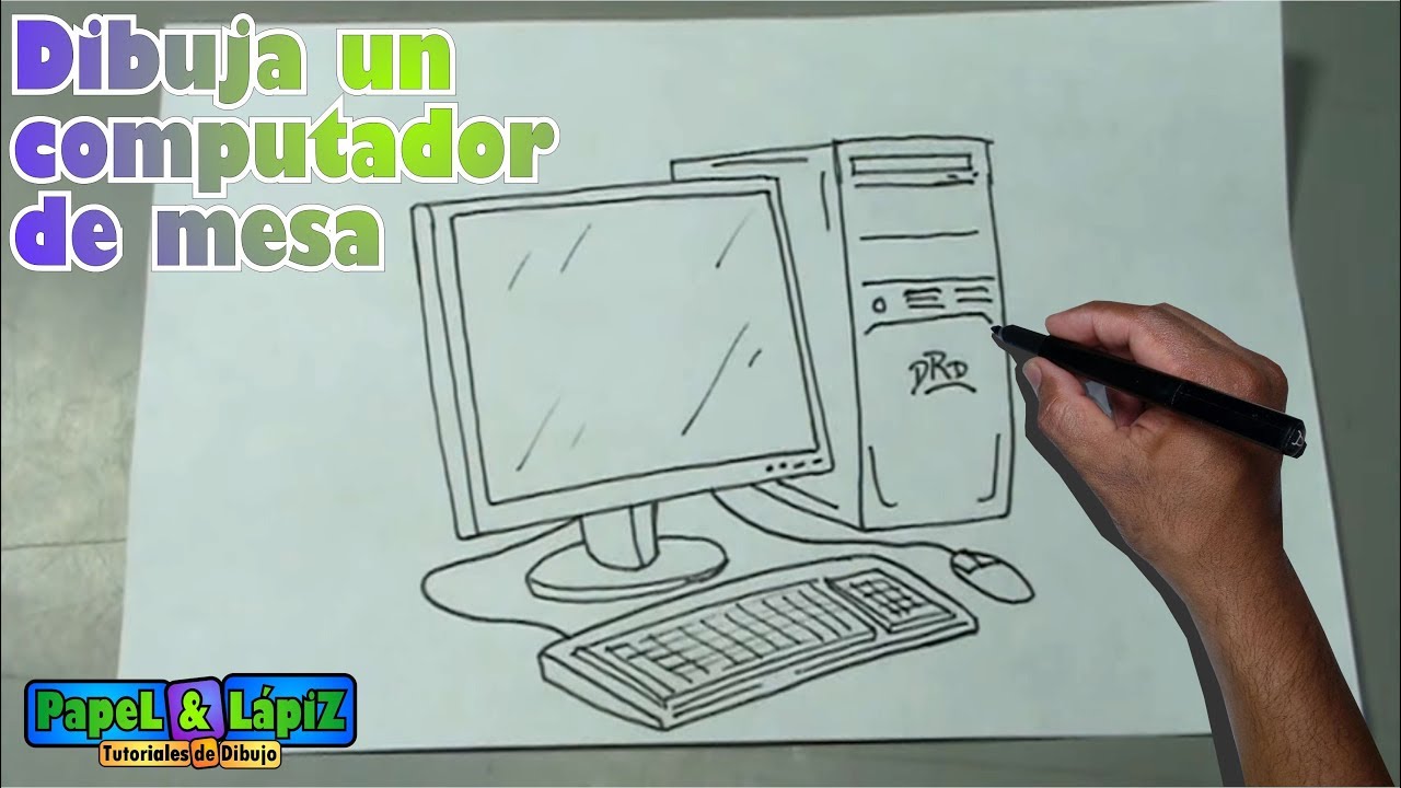 Cómo dibujar fácil un computador de mesa - Desktop computer drawing -  thptnganamst.edu.vn