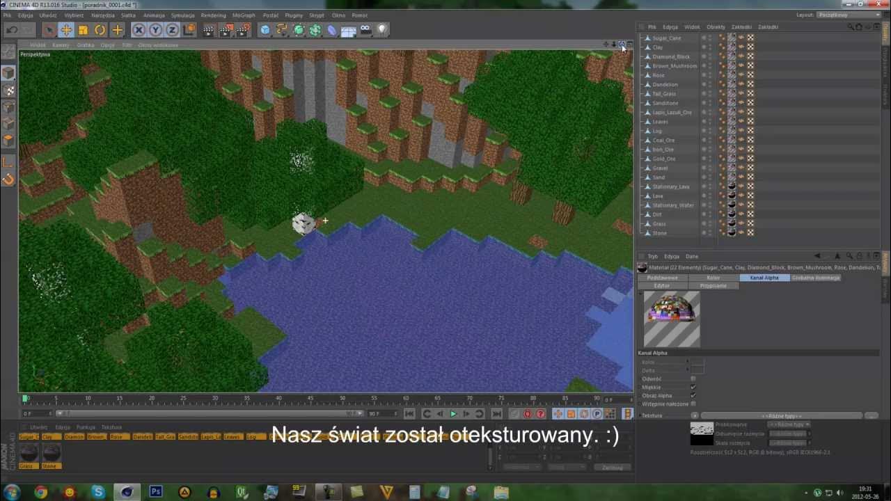 Cinema 4D Minecraft - Jak stworzyć tapetę na pulpit [Mega-Tutorial] - Made by https://www.youtube.com/@murshtin