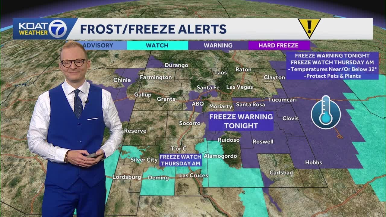 Freeze warning issued in New Mexico for Wednesday morning - YouTube