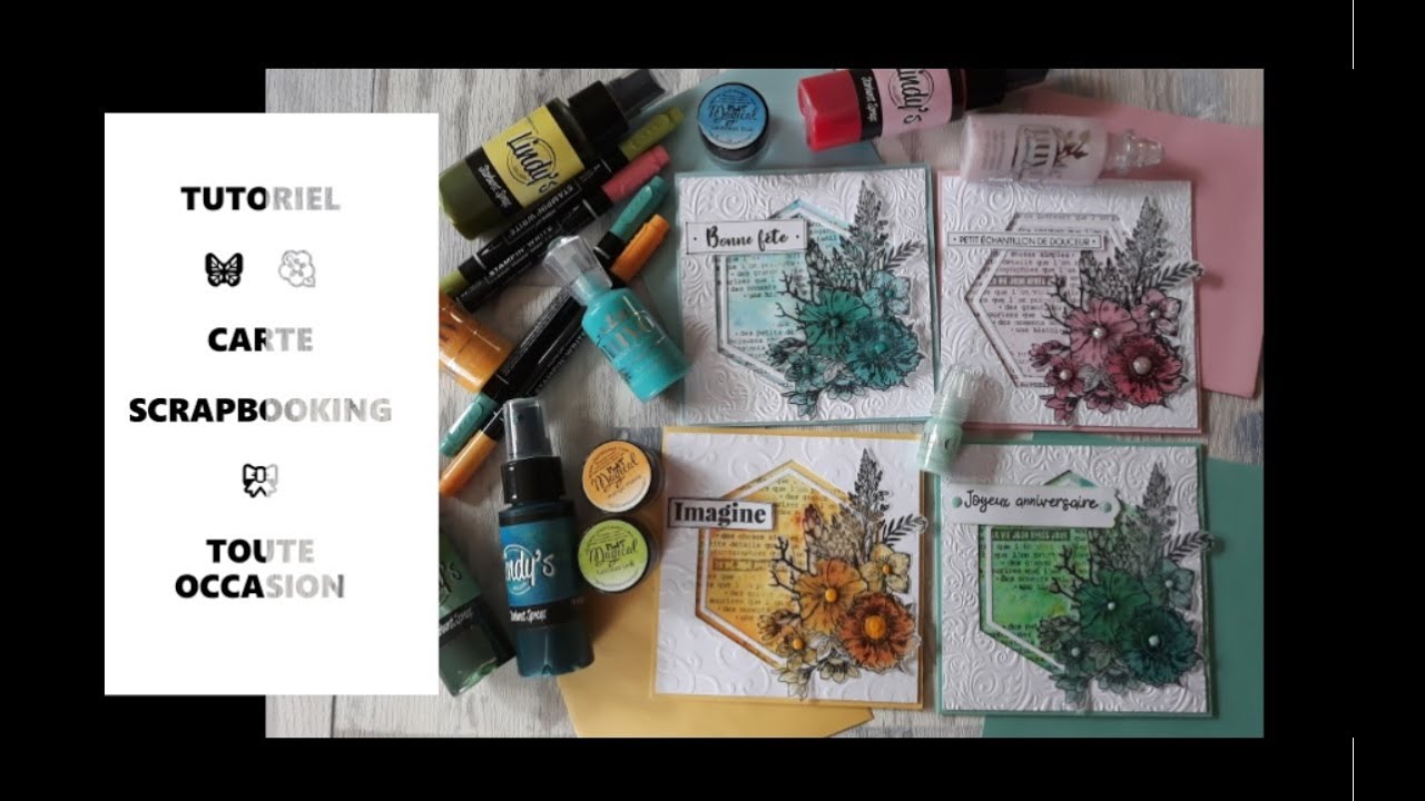 [ TUTO Scrap Débutants ]  🌺 Carte Facile : Petites Fleurs  💚💙 toute légère ❤️💛