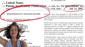 READING US GOVT PATENTS: #0088467 - Mind Personality Transfer Method (7/11/2002)
