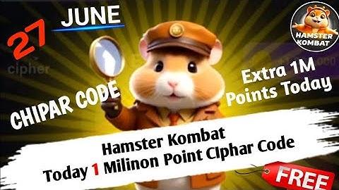 27 June Morse Code Hamster Kombat | 1Million Points Daily Cipher | Hamster kombat today morse code