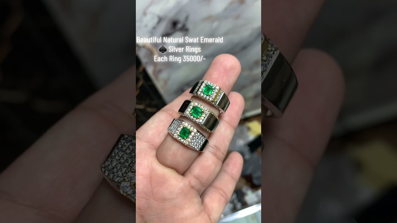 Beautiful Natural Swat Emerald Silver Rings ☘️🤍 || Each Ring 35000/- 
