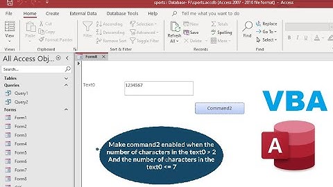 MS access VBA: How to make button enabled based on the number of characters in textbox