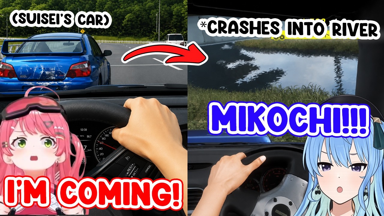 Miko and Suichan Try a Real Racing Wheel and It Turns Into Chaos