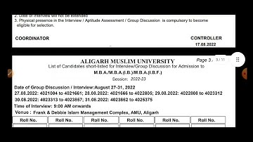 Aligarh Muslim University Entrance Result List 2022 AMU Entrance Result Update 2022 MBA, MSW