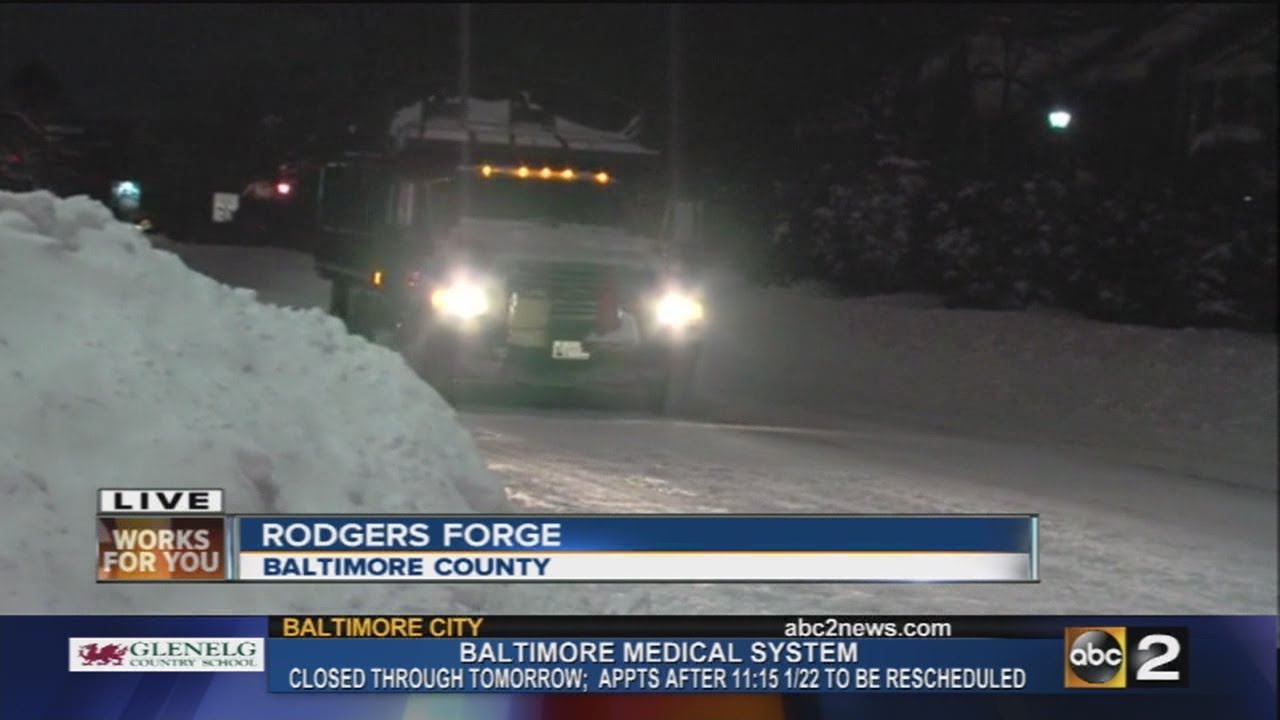 Crews work to clear roads in Baltimore County - YouTube