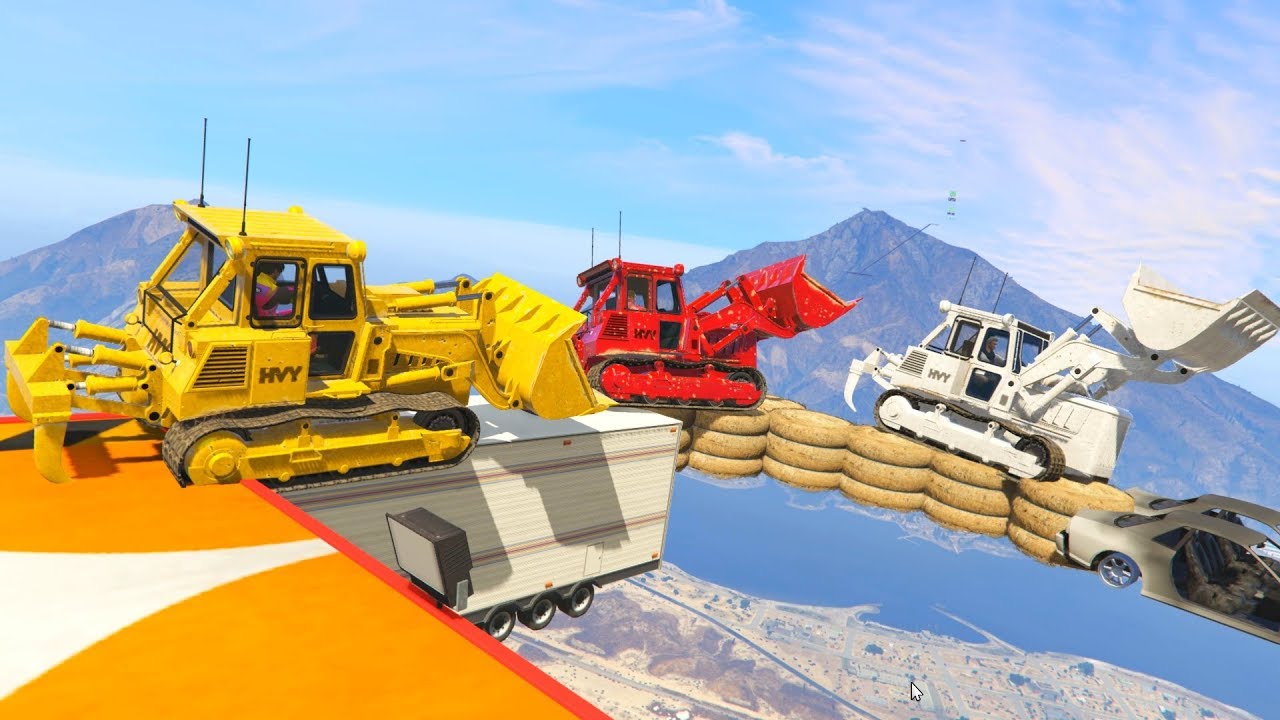 gta online funny moments 2018 IMPOSSIBLE BULLDOZER PARKOUR! - GTA 5 Funny Moments #747