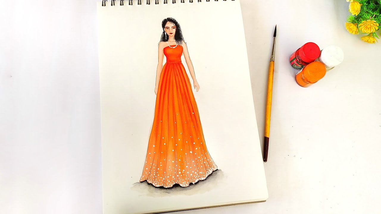Custom Fashion Illustration Fashion Dress Sketch on Tonal Paper - Etsy