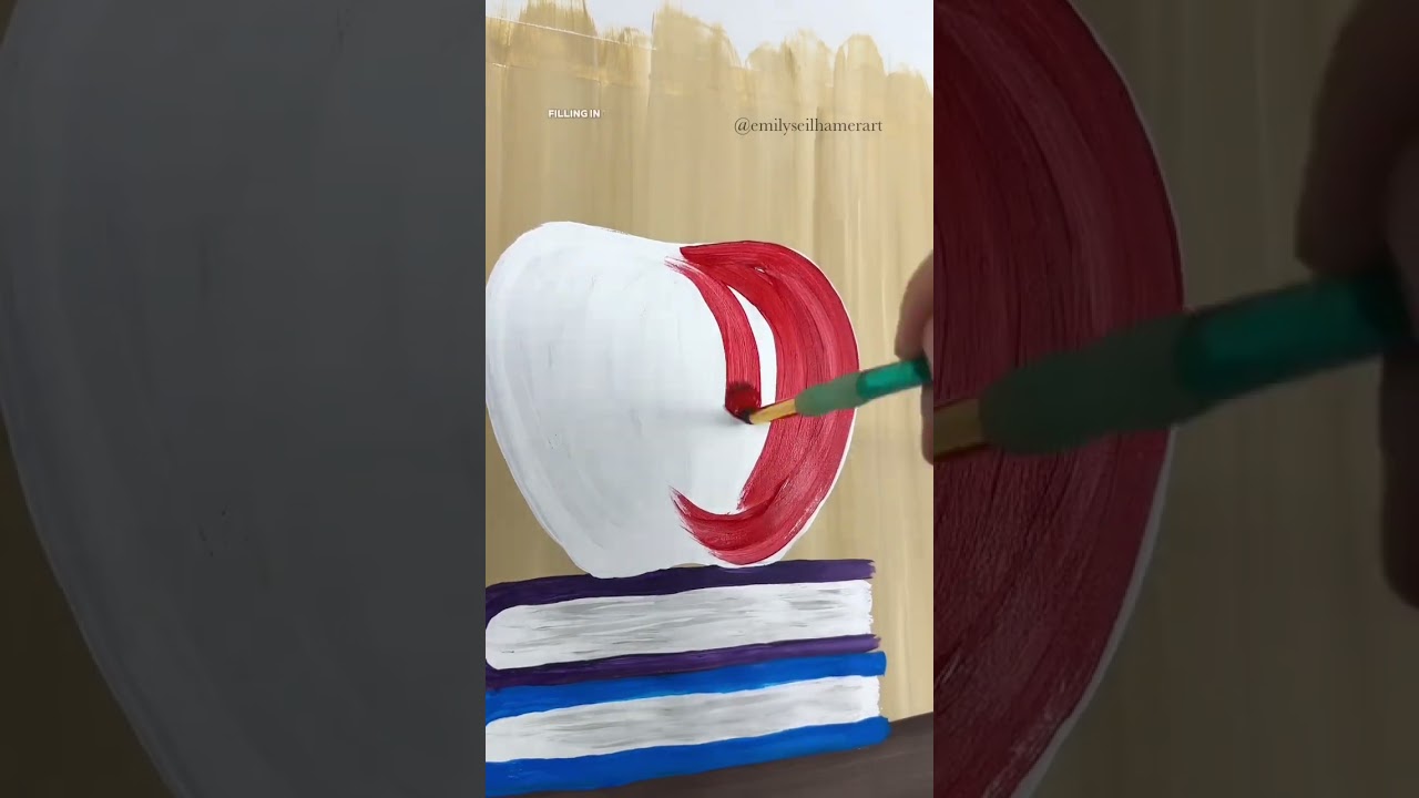 [клип] Рисуем яблоко для начинающих!🎨🍎 #акриловаяживопись #сезоняблочек #какрисовать #советыпорис...
