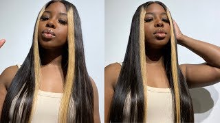 Back To Straight Tutorial Review On Blonde Streak Wig Ft. Julia Hair