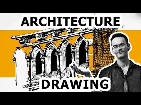 ⁣Architecture drawing. How to draw architecture. Pen and ink drawing. Eduard Kichigin