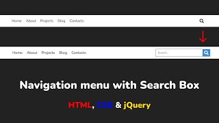 Navbar with search bar using HTML, CSS & jQuery