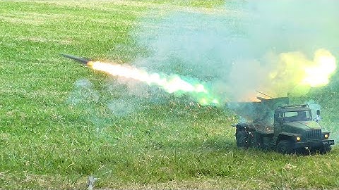 Insane modification of WPL B36 military RC truck into BM21 missile launcher shooting real rockets