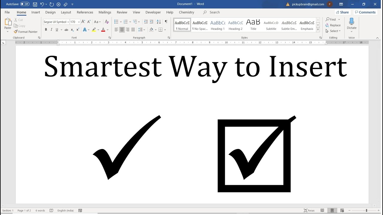 Shortcut for Tick Symbol in Word (🗸 & ☑): Fastest way to get Check mark in  Word [25]