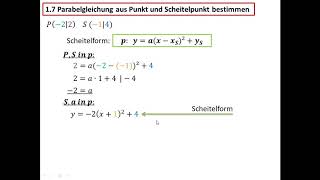 Parabelgleichung Aus Punkt Und Scheitelpunkt Bestimmen